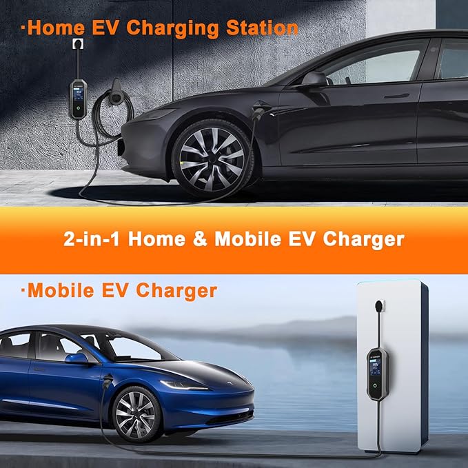 Tesla 40Amp Level 2 Electric Vehicle Charger,110-250V, NACS, NEMA 14-50 Plug, 30ft Extension Cord, for Tesla Models 3/Y/S/X