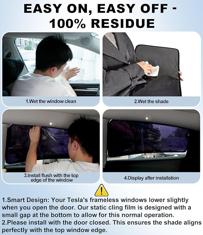 XCBYT Car Window Shades for Tesla Model 3 Highland 2024-2026, Static Cling Privacy Rear Side Window Covers, Clear Front Half Window Shades, Easy Install, No Residue (4 PCS)
