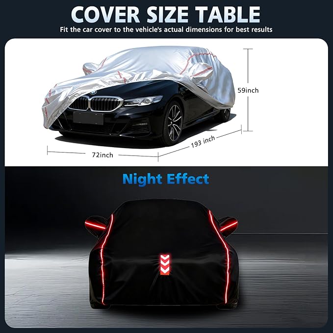 Car Cover Waterproof All Weather for BMW 5 Series 2007-2025,All-Around Fastening and 4 Upgrades, 30s Quick-Install for Car Cover