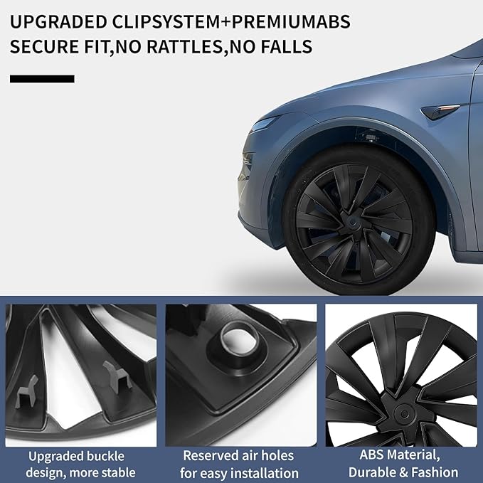 4Pcs Wheel Covers for Tesla Model Y Juniper 2026, 19 Inch Wheel Covers with Center Caps, Spiral Style Aero Wheel Protector Model Y Juniper Accessories (Matte Black)