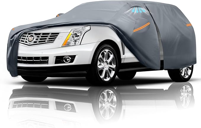 Waterproof Cadillac SRX(2009-2016) Car Cover with Breathable Vents, [2025 Upgrade] Premium Covers with Cotton Liner and Zipper Door,Sun Rain Snow Dust Uv Protection.(Gift with Towel)