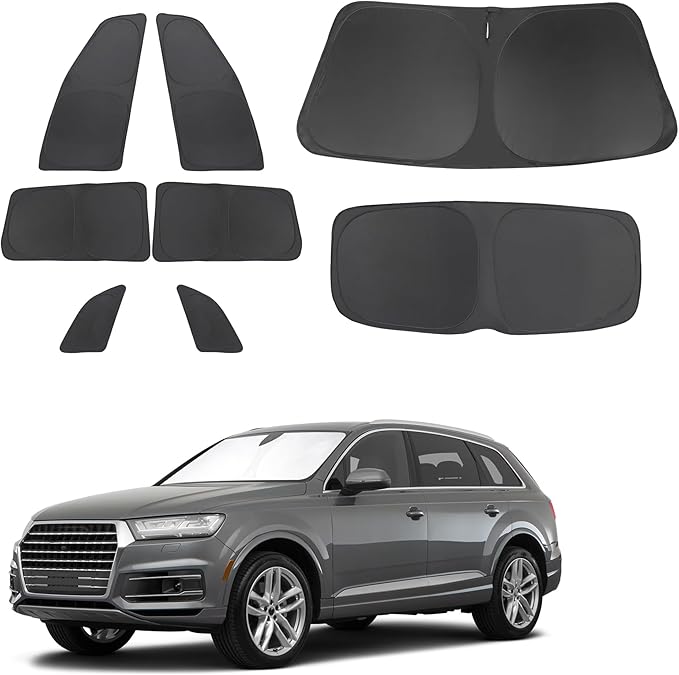 TINGLU Window Shades for Audi Q7 2007-2015 Accessories Car Side Full Windows Rear Triangular Windshield Sun Shade Sun UV Rays & Privacy Protection for Camping,Napping,Relaxing 8PCS