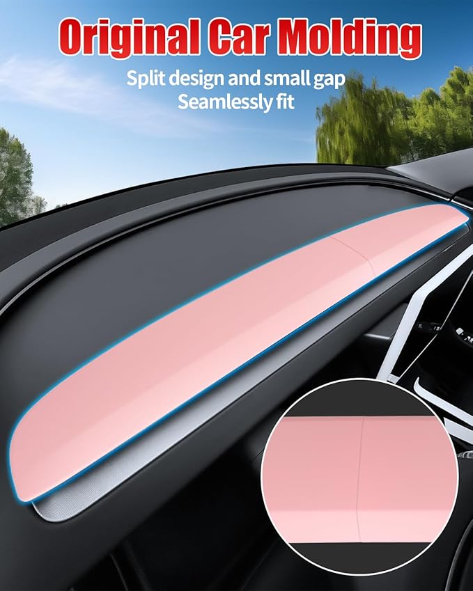 KKTR-CAR Dashbooard Cover 2pcs ABS Dashboard Panel Trim Cover Sticker Compatible with Tesla Model Y Juniper 2025 2026 Model 3 Highland 2024-2026 (Pink)
