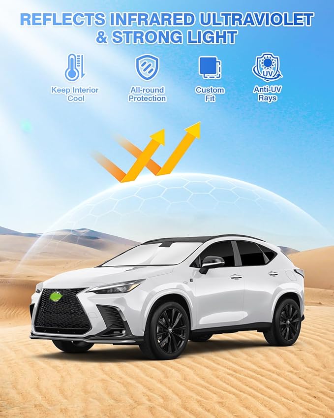 Sunshades for Lexus NX 2022-2025 2026 Accessories Windshield Sun Shade Side Rear Window Shade Cover Sun Visor Shield Privacy Protection Keep Vehicle Cool Black 8PCS