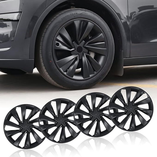 Model Y Wheel Covers 19 inch Juniper Crossflow 2025 2026,19" Hurricane Matte Black Wheel Hubcaps Compatible with Tesla Model Y Accessories 2025 2026 (Refreshed Juniper Only 4PCS)