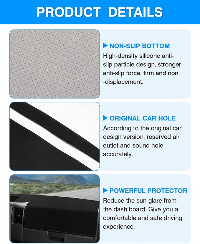 Autorder Dashboard Cover Mat for 2004-2012 Nissan Titan Accessories Dash Cover Flannel Dash Mat Sunshade Glare UV Rays Protector (Without Cutout for Navi/Sensor)