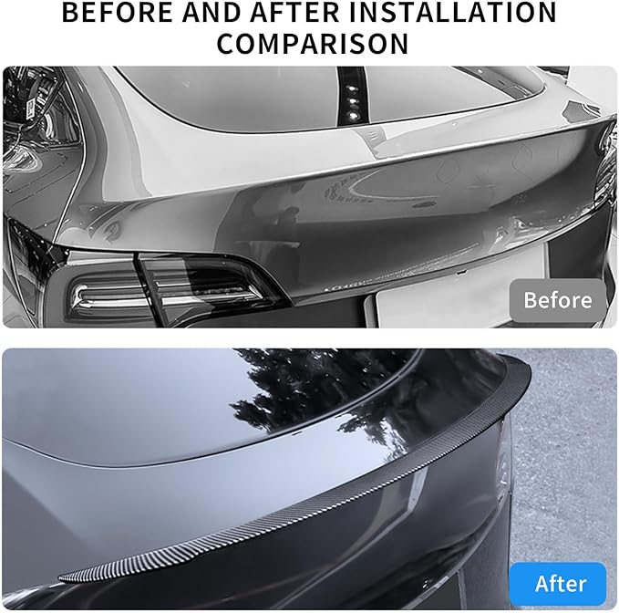 Rear Spoiler for Tesla Model Y Juniper (Standard/Premium/Performance) 2025-2026, Carbon Fiber Pattern Trunk Wing, No-Drill Installation