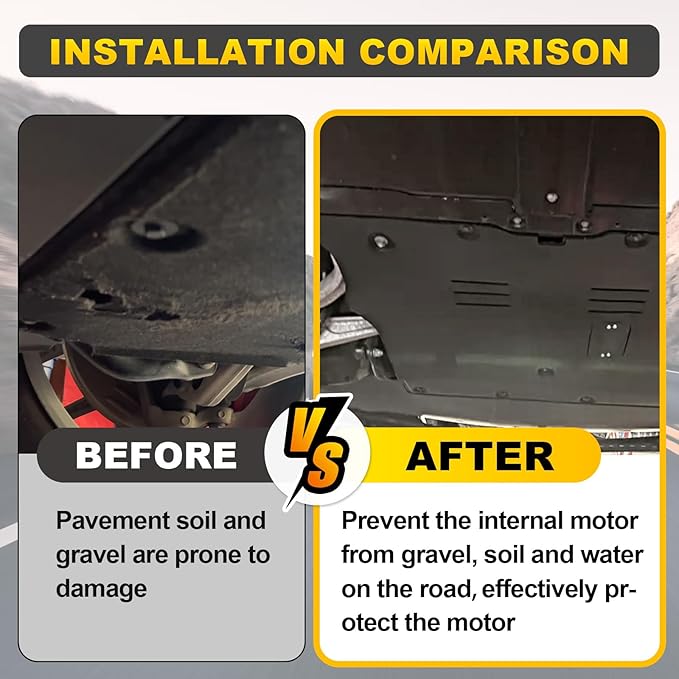 Front Skid Plate Compatible with 2017-2025 Tesla Model 3 & 2020-2025 Tesla Model Y, Under Motor Guard Splash Shield Cover with Install Accessories