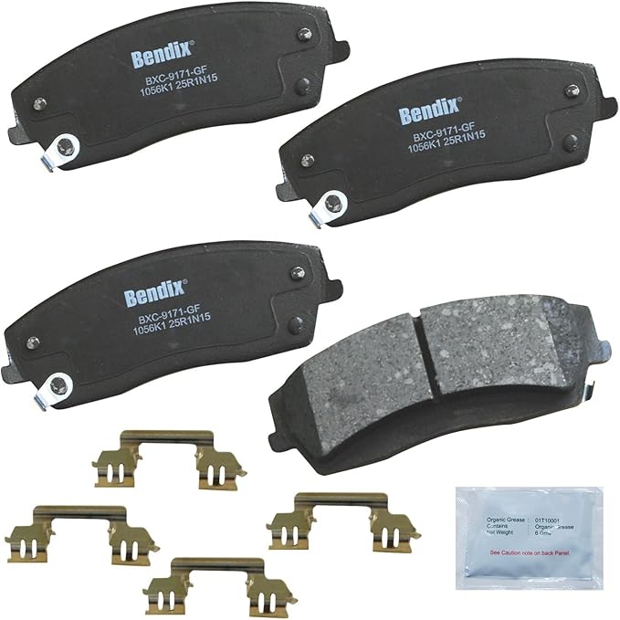 Bendix Priority1 CFC1056K1 Ceramic Front Brake Pads for Chrysler 300 2014-2005, 300 2016, Dodge Challenger 2013-2009, Challenger 2018, Charger 2014-2006, Magnum 2008-2005
