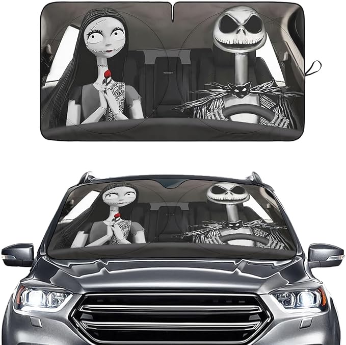 Horror Windshield Sun Shade for Car SUV Truck (55x30 Inches), Front Window Visor for Windows, Protector Blocks UV