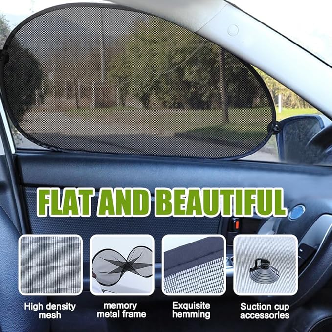 2PCS Car Window Shade, 25"×15" Side Window Sun Shade Blocker with Suction Cups, Mesh Car Window Screen Provide Glare and UV Rays Protection for Baby for Most Models (Oblique Sunshade)