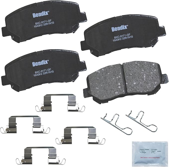 Bendix Priority1 CFC1640K2 Ceramic Front Brake Pads for Chrysler 200 2017-2016, Dodge Dart 2016