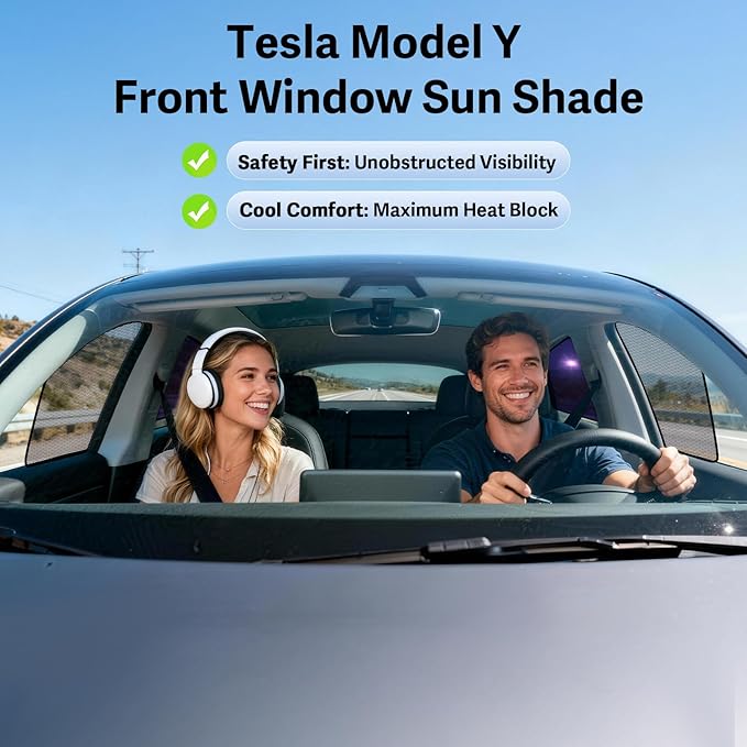 ZATOOTO Tesla Model Y Car Window Shades 4Pack | Clear for Safe Driving | Bluish-Purple for Passenger Comfort | UV Protection | Static Cling Side Window Sun Shade Blocker with Storage Bag | 2020-2024 |