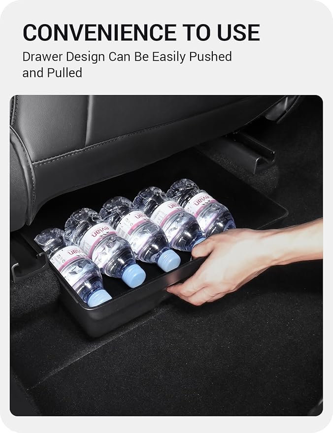 BASENOR 2Pack Tesla Model Y Under Seat Storage Box, Waterproof Hidden Storage Underseat Organizer with Lid Cover Tray for 2020-2024 Model Y Accessories