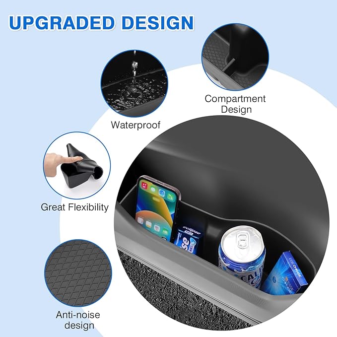 Car Door Side Storage Box and Trash Can for Honda CR-V 2023-Present, 4 Compartments, Black, Matte, Scratchproof, 9L Capacity, 50 lbs Max Weight, Easy Install