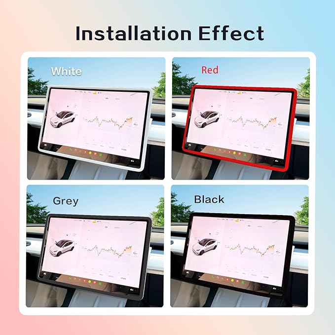 for 2017-2023 Tesla Model 3/2021-2024 Model Y Central Screen and Interior Mirror Protector Frame Interior Accessories (Red-M3/Y-2pcs)