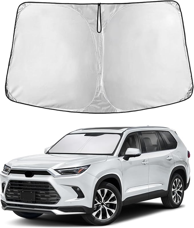EcoNour Windshield Sunshade Compatible for Toyota Grand Highlander 2024 2025 2026 XLE, MAX, Limited, Platinum, Sun Visor for Front Window Sun Shade Cover, UV Heat Blocker & Protector, Car Accessories
