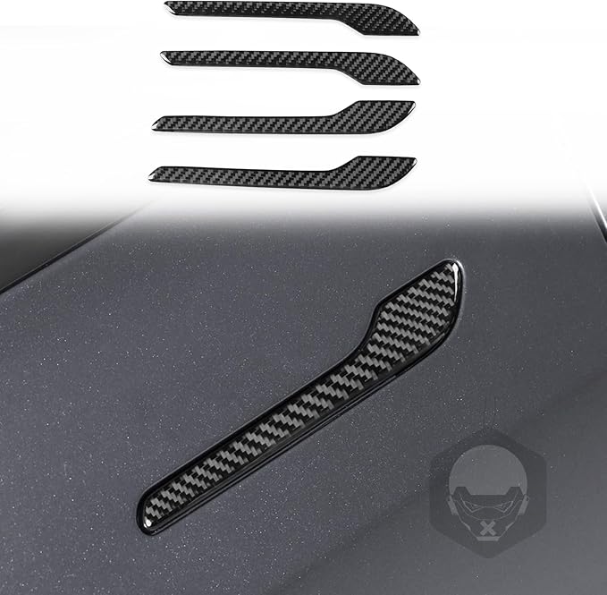 Carbon Fiber Stickers Door Handle Decoration Cover Car Exterior Trim Compatible with Tesla Model 3 2024 Accessories Anti-Scratch Strip Anti-Kick Film Decorative Stickers
