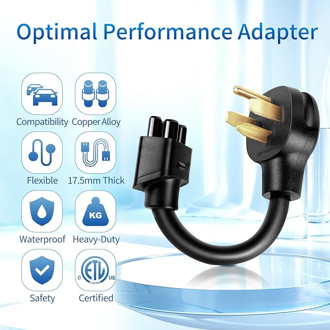 NEMA 14-30 Adapter for Tesla Gen 2 Mobile Connector, 240V 24A Dryer Outlet Charger Adapter, Heavy-Duty Level 2 EV Charging for Tesla Model 3, S, X, Y - Safe and Durable (14-30P)