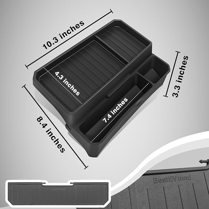 BestEvMod Sunglasses Holder Screen Dash Organizer Compatible with Tesla Cybertruck Accessories 2026 2025 2024 Pickup Dashboard Organizer Back Storage Box Tray Custom Fit Silicone