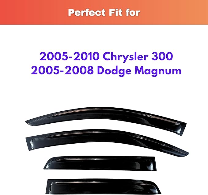 KPY Rain Guards Fit for 2005-2010 Chrysler 300, Out-Channel Window Visors Vent Wind Deflectors 4PC, Car Accessories for 05-08 Dodge Magnum