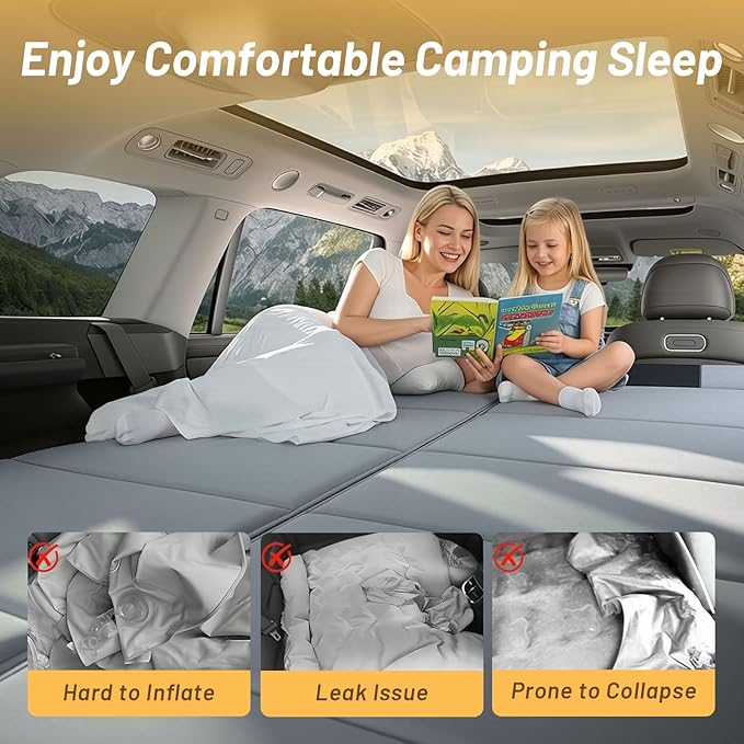 Car Mattress for SUV Trunk, Foldable Non-Inflatable Sleeping Platform, Air Mattress Upgrade Alternative, SUV Sleeping Pad/Camping Bed, Easy to Use, Essential Car Camping Accessories for Outdoor Travel