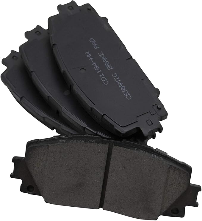 TRQ Front Brake Pads Ceramic Hardware Compatible with 2011-2017 Lexus CT200h 2013 Scion iQ 2010-2021 Toyota Prius 2012-2019 Prius C 2012-2015 Prius Plug-In 2007-2018 Yaris 2020-2021 Corolla