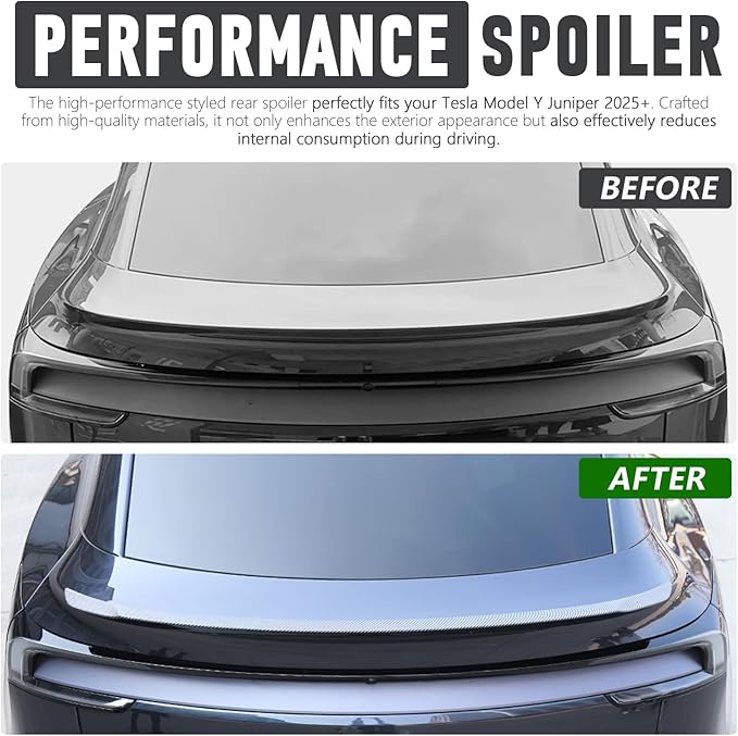 ABS Spoiler for 2025 2026 Tesla Model Y Juniper Rear Spoiler Rear Trunk Spoiler Sport & Performance Type Rear Spoiler Wings Tesla Model Y Juniper Accessories (Matte Black)