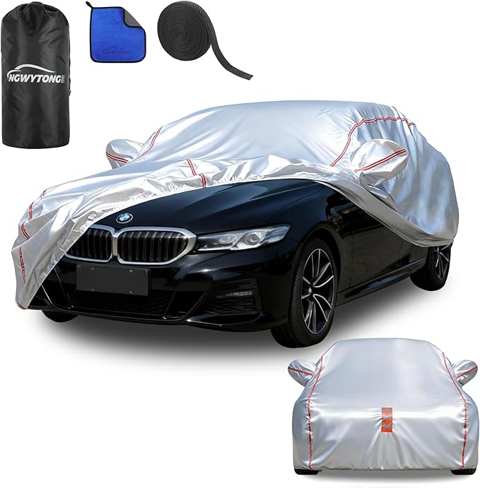 Car Cover Waterproof All Weather for BMW 5 Series 2007-2025,All-Around Fastening and 4 Upgrades, 30s Quick-Install for Car Cover