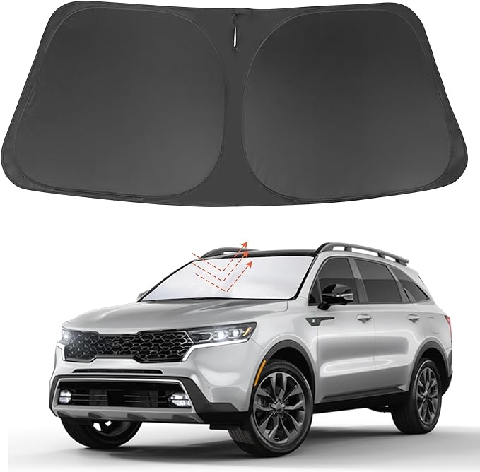 YYCKE Windshield Sun Shade Accessories Compatible with 2021-2024 2025 Sorento SUV for Kia Foldable Sunshade Sun Visor Blocks UV