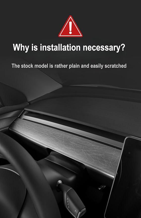 Dashboard Cover Wrap Compatible with Tesla Model Y 2019-2024 & Model 3 2021-2023, Interior Decoration Accessories, Not for Performance(Gloss Carbon Fiber Pattern, 2PCS)
