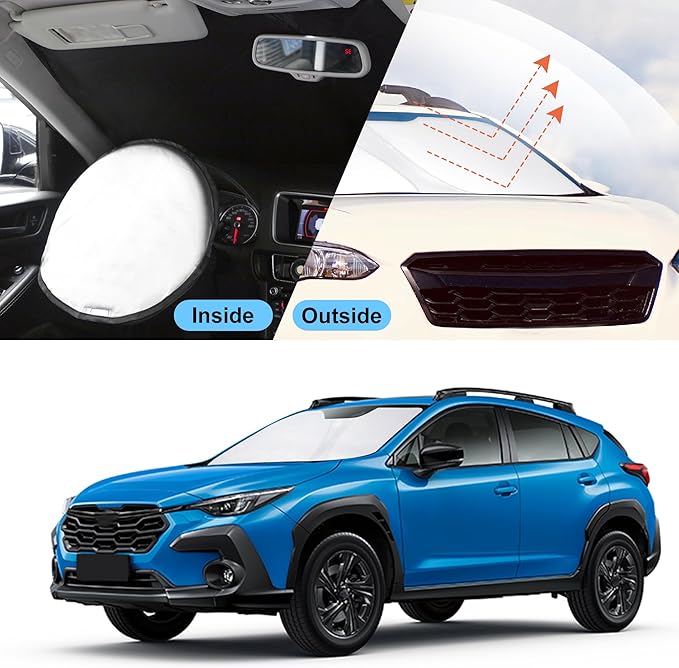 YYCKE Windshield Sun Shade Accessories Compatible with 2023 2022 2021 2020 2019 2018 Crosstrek for Subaru 2.0i Premium Limited Wagon Accessories Foldable Sunshade Sun Visor Blocks UV