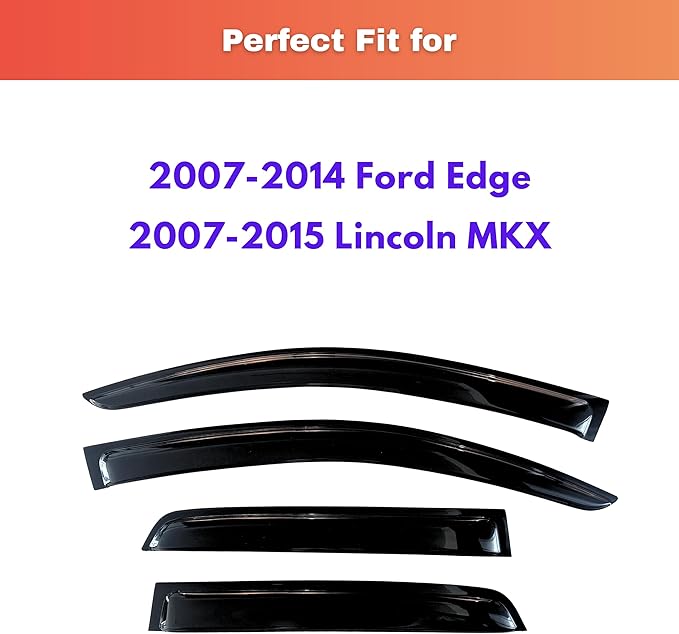 KPY Rain Guards Fit for 2007-2014 Ford Edge, Out-Channel Window Visors Vent Wind Deflectors 4PC, Car Accessories for 2007-2015 Lincoln MKX