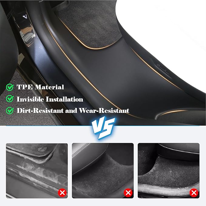 8Pcs Door Sill Protector for Tesla Model Y Juniper 2025 2026 Front and Rear Door Pedal Kick Protection ABS Material Door Entry Guard Anti-Kick Full Protect Door Entry Cover