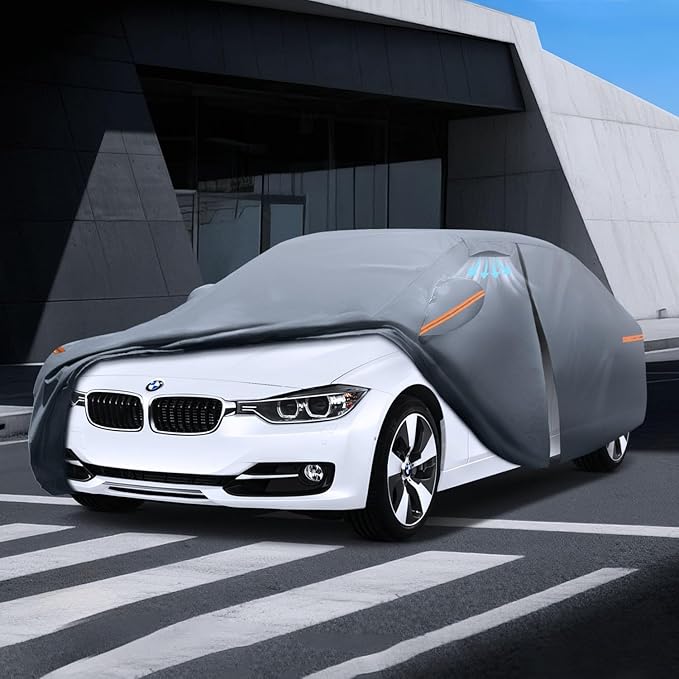 Waterproof BMW 3 Series M3 320i 325i 328i 330i 335i(2018-2026) Car Cover with Breathable Vents, [2025 Upgrade] Premium Covers with Cotton Liner and Zipper Door,Sun Rain Snow Dust Uv Protection.