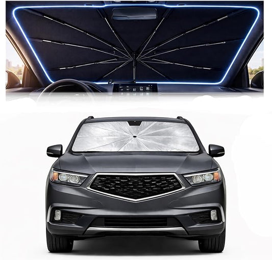 2026 Upgraded Car Windshield Sun Shade Umbrella - Custom-Fit for Acura MDX 2014-2020 Umbrella Sunshade,Easy Install,UV Protection & Heat Reflective,Keep Interior Cooler with Storage Bag