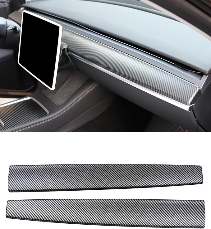 KKTR-CAR Dashboard Cover Wrap and Front Door Inner Armrest Panel Cover Trim Compatible with Tesla Model 3 2021-2023 Model y 2020-2025,NOT for Performance (Matte Carbon Fiber Pattern 2pcs, 2pcs)