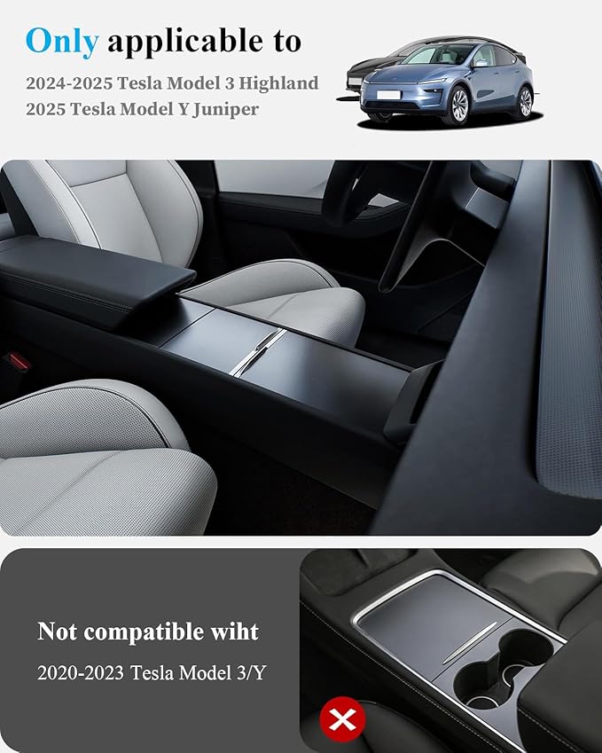 Farmogo Center Console Carbon Kit for Tesla Model Y Juniper 2025-2026 & Model 3 Highland 2024-2026 Accessories 3PCS Center Console Cover Interior Decoration Wrap Kit (White)