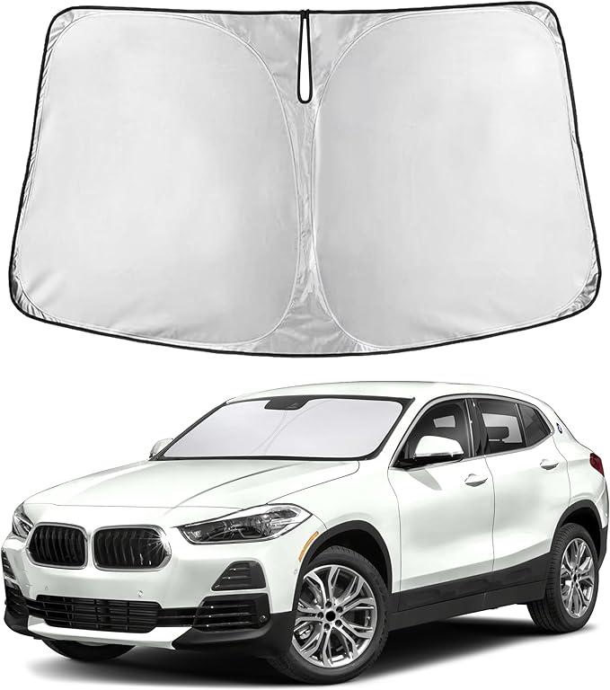 EcoNour Windshield Sunshade Compatible for BMW X2 2018-2021 2022 2023, Sun Visor for Front Windshield & Window Sun Shade Cover, UV Heat Blocker & Protector, Car Accessories
