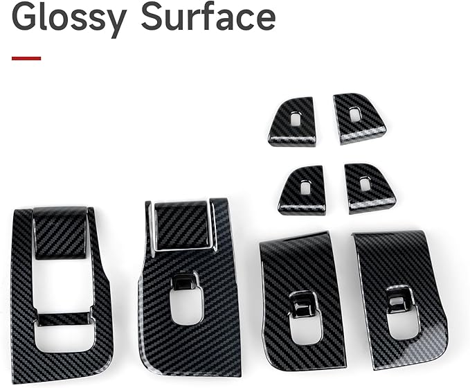 10PCS Car Window Lift Panel Cover Trim Carbon Color ABS Decal for Tesla Model 3 Highland Refresh Version 2024 2025 2026 Accessories