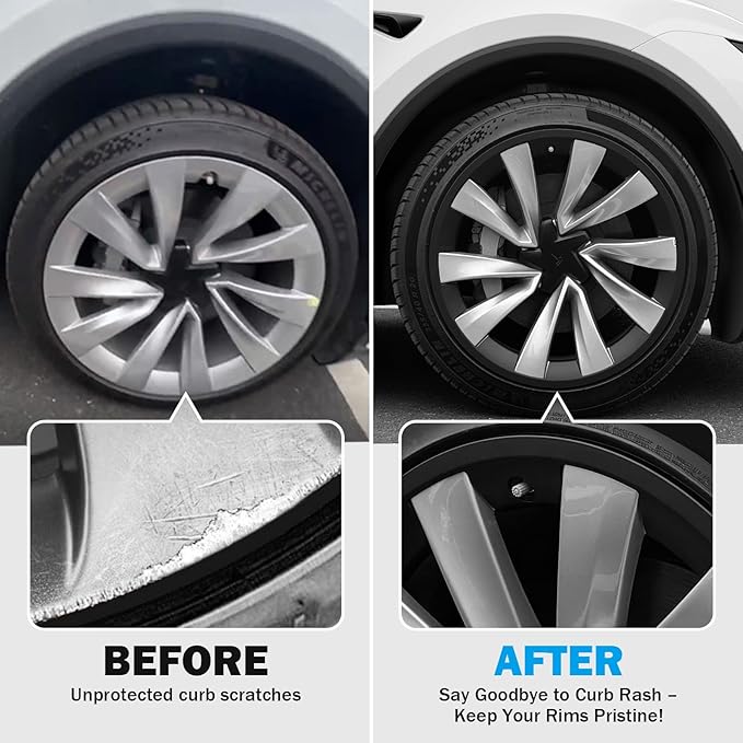 Wheel Rim Protector for Tesla Model Y Juniper 20” Helix Wheels, 4PCS ABS Anti-Curb Scratch Guard, Matte Black Rim Edge Trim, No-Drill Snap-On Installation, for Model Y 2026 Accessories
