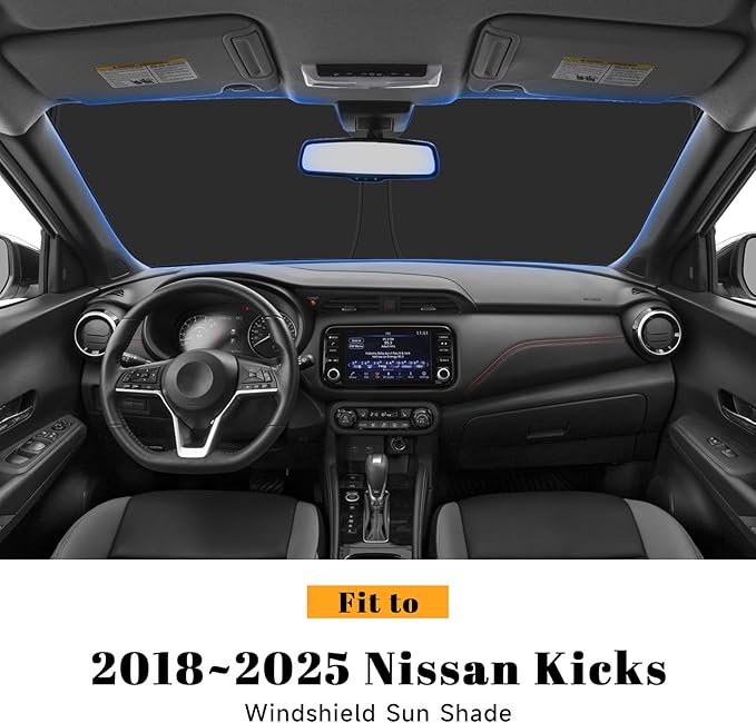 Car Windshield Sun Shade for Nissan 2018-2025 2026 Kicks Accessories (OEM Design) Reflective Foldable Heat Insulation Sunshade for Ultimate Protection