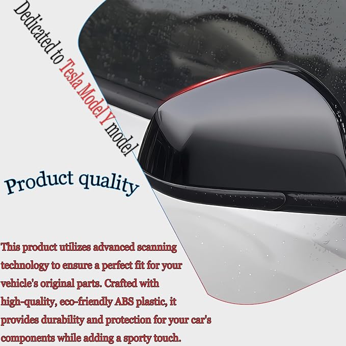 Side Mirror Cover,for Tesla Model Y 2026 2027，2PCS Turn Signal housing Cover Sets car Accessories -Bright Black（OEM-Style Adhesive Tape Design）