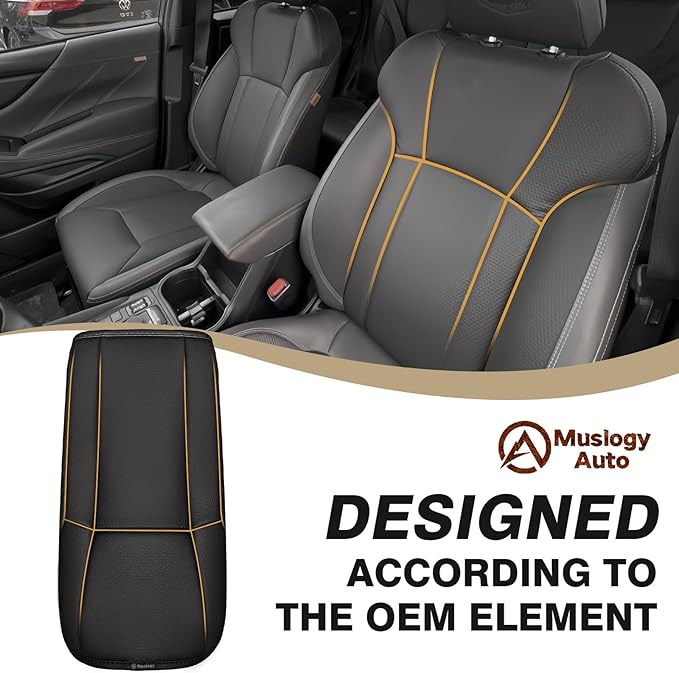 Muslogy Center Console Armrest Cover Fit for Subaru Forester 2019-2024 Accessories, Comfort Armrest Pad Console Lid Cushion Vegan Leather Regular Thick
