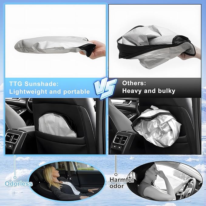 T TGBROS Windshield Sun Shade for Toyota Land Cruiser Prado 250 2024 2025 Front Window Sun Shade Foldable Sun Shield Sun Visor Cover Block Heat and Sun Protection
