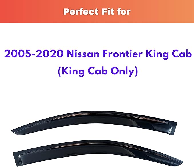 KPY Rain Guards Fit for 2005-2020 Nissan Frontier King Cab, Out-Channel Window Visors Vent Wind Deflectors 2PC, Truck Accessories for 05-20 Frontier (Extended Cab Only)