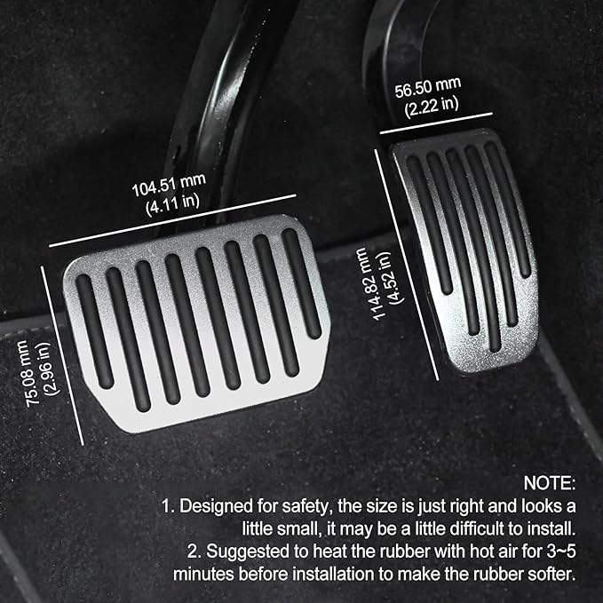 Silver Foot Pedal Pads Set for Tesla Model 3 Model Y 2016-2026, Non-Slip Pedal Covers Accessories, Aluminum Accelerator/Brake Foot Pedal Pad for Model Y(Juniper) Model 3(Highland)