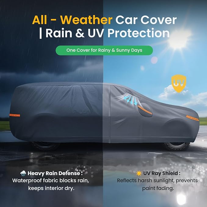 Waterproof Jeep Wrangler 4 Dr/Unlimited 4 Door JK JL(1987-2026) Car Cover with Breathable Vents, [2025 Upgrade] Premium Covers with Cotton Liner and Zipper Door, Sun Rain Snow Dust Uv Protection.