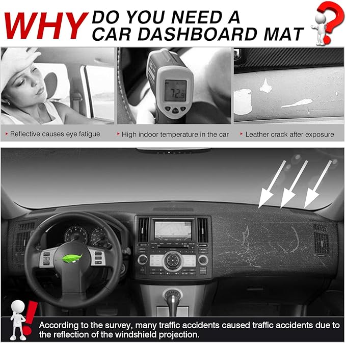 Autorder Dashboard Cover Mat for 2003-2008 Infiniti FX35/ FX45/ FX50 1st Gen (S50) Accessories Dash Cover Suede Dash Mat Sunshade Glare UV Rays Protector