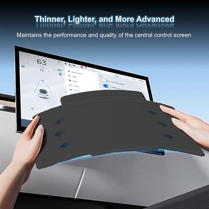Screen Protector Cover for Tesla Model 3 Highland 2024+ & Model Y Juniper 2025+, Navigation Screen Sun Shade Protector for Tesla Model 3 & Model Y 2017-2024, 15"-15.4" Touchscreen Protection (Black)